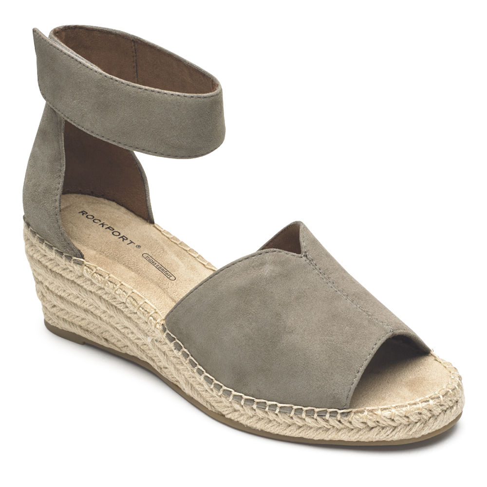 Rockport Womens Sandals Grey - Marah Peep Toe Espadrille - UK 912-FZTOLC